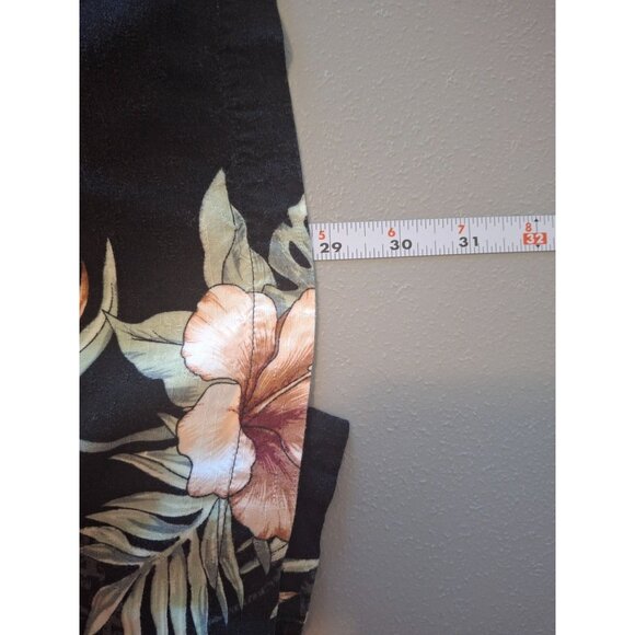 Original Island Sport  Hawaiian Mens Button Up Shirt Medium Black Floral Beach - Picture 7 of 7